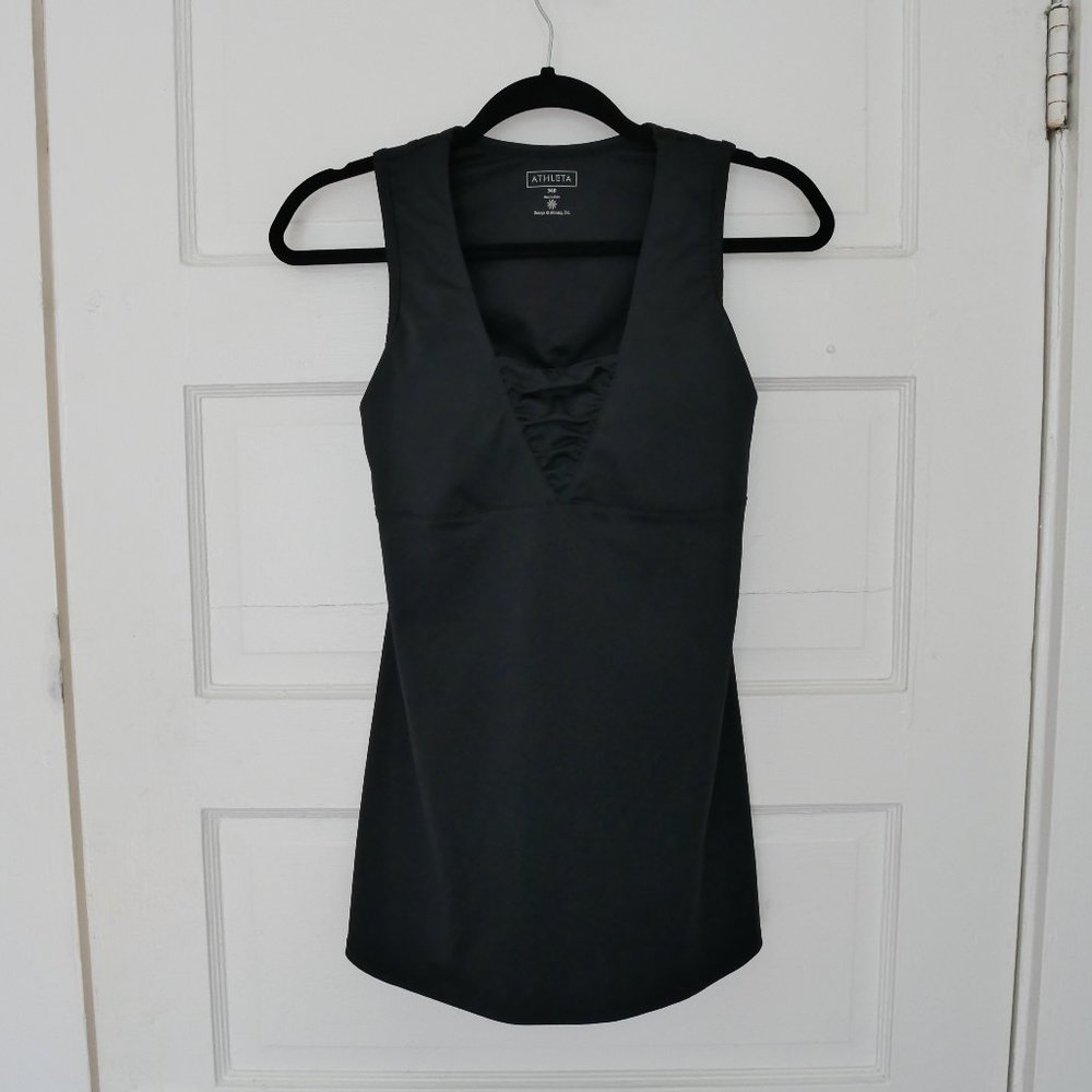 Athleta Black Ruched Padded Athletic Top